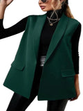 Frontwalk Casual Blazer Vest for Womens Sleeveless Suit Vest Spring Fall Cardigan Open Front Work Blazer Jacket Coat