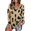 Women's Leopard Print V Neck Loose Fit Long Sleeve T Shirts Casual Comfort Tops