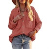 Women Long Sleeves Corduroy Button Cardigan Casual Loose Blouses Shirt Tops