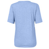 Women Summer Top V Neck Split Zippers Shirt Solid Color Summer Basic Tee Tops