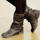 Womens Ankle Sock Boots Buckle Faux Leather Warm Lined Winter Boots Shoes Sizes