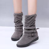 Ladies Womens Winter Snow Buckle Boots Walking Comfy Mid Calf Shoes Size US 11