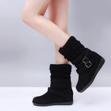 Ladies Womens Winter Snow Buckle Boots Walking Comfy Mid Calf Shoes Size US 11