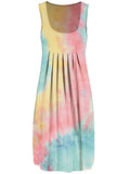 Women's Tie Dye Sleeveless Short Dress Ladies Summer Casual Vest Top Mini Dress