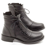 Women's Lady Ankle Boots Low Heels Casual Shoes Lace Up Zip Punk Combat Booties