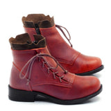 Women's Lady Ankle Boots Low Heels Casual Shoes Lace Up Zip Punk Combat Booties