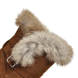 Ladies Winter Snow Ankle Boots Women Fur Lined Snug Buckles Warm Shoes Sizes US