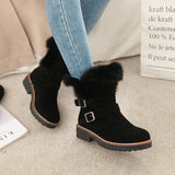 Ladies Winter Snow Ankle Boots Women Fur Lined Snug Buckles Warm Shoes Sizes US