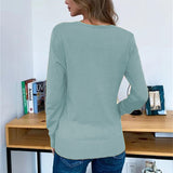 V Neck Button Down Knit Cardigan for Women Knitwear Long Sleeve Soft Basic Thin Sweater