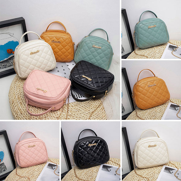 Women PU Leather Quilted Shoulder Bag with Chain Strap, Small Purse Crossbody Bag Handbag