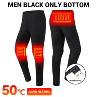 Ploreser Heated Underwear Shirt with Pants Washable USB Charging Electric Thermal Heating Insulated Clothes with 3 Level Temperature Setting Cold-Proof Underwear Men/Women Outdoor Winter Heating