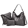3 Pcs Retro Leather Tote Shoulder Handbags Set, Fashion Top Handle Satchel Purse Crossbody Bag with Matching Wristlet Wallet for Women