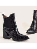 Women's Solid Color Ankle Boots Slip On Anti Slip Pointed Toe Casual Block Boots