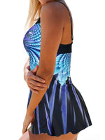 S-5XL Women Swim Dress Skirts Swimsuits Swimwear Beachwear Floral Tankini Set Swimming Costume Summer Two Piece with Briefs