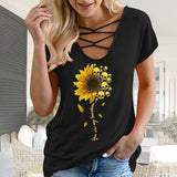 Women Sexy Short Sleeve Blouse Shirt Summer Casual Beach T-shirt Ladies Criss Cross V Neck Tunic Tops Tee