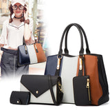 4 Pieces Set Tote Shoulder Handbag for Women, Fashion Top Handle Crossbody Bag Leather Satchel Purse Travel Business Bag