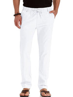Men Summer Casual Elastic Waist Pants Straight Leg Fitted Trousers Solid Color Yoga Loungewear with Pockets
