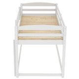 CUH Low Bunk Bed for Kids Bedroom, Twin over Twin Bed,Floor Bunk Bed Frame with Safety Rail, Ladder,Beds Mattress Foundation for Boys Girls, No Box Spring Needed