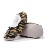 Women Snowflake Print Slip On Flat Cotton Slippers Sock Shoes Soft Round Toe Comfy House Shoes with Grips Sole