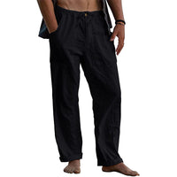 Linen Pants for Men Casual Loose Drastring Summer Pants Beach Pants with Pockets