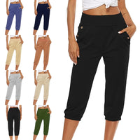 Women's Harem pants Loose Fit Capri Pants Jogger Workout Yoga Lounge Pants with Pockets