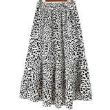 Womens High Waist Polka Dot Pleated Skirt Midi Swing Skirt