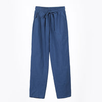 Ladies Cotton Elastic Waisted Pants Women Tapered Trousers Pockets Summer Solid Color Casual Bottom