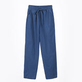 Ladies Cotton Elastic Waisted Pants Women Tapered Trousers Pockets Summer Solid Color Casual Bottom