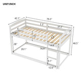 CUH Low Bunk Bed for Kids Bedroom, Twin over Twin Bed,Floor Bunk Bed Frame with Safety Rail, Ladder,Beds Mattress Foundation for Boys Girls, No Box Spring Needed