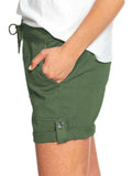Women Folded Hem Short Hot Pants Plain Straight Leg Beach Shorts Mini Pant Buckle Bottoms
