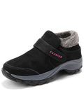 Womens Walking Shoes Winter Warm Fur Lining Ankle Boots Magic Tape Hiking Shoes