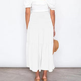 Women Plearws Long Maxi Skirts Tiered Ruffle Swing Skirts Summer Beach Boho Skrit