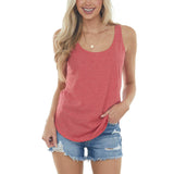Casual Solid Color T-shirts for Women Loose Blouses Sleeveless Scoop Neck Basic Tunic Tank Top