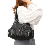 Women Soft PU Leather Shoulder Bag Lady Crossbody Bag Handbag Tote Multi Zipper