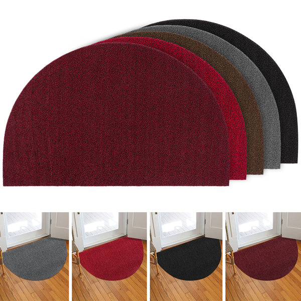 CUH Half Round Door Mat, Non-Slip Welcome Entrance Way Rug, Durable Rubber Door Mats, Low-Profile Heavy Duty Doormat, Half Circle Rugs for Garage, Patio, High Traffic Areas, 18" x 30"