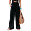 Womens Loose Fit Casual Pants Elastic Waist Yoga Summer Beach Pants with Pockets