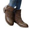 Winter Ankle Boots for Women Warm Anti Slip Chunky Side Zip Shoes  Mid Calf Leather Booties