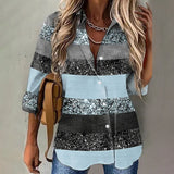 Frontwalk Summer Casual Button Down Lapel Collar Blouse for Women Vintage Loose T-shirt 3/4 Sleeve Beach Shirts