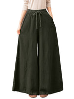 Women Casual Wide Leg Loungewear Solid Color Baggy Palazzo Pant Ladies High Waist Beach Trousers