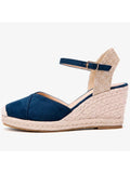Womens Platform Espadrille Wedges High Heel Sandals with Ankle Strap Buckle Up Shoes