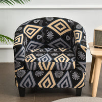 2-Piec Tub Club Slipcover, Modern Non Slip Stretch Round Barrel Chair with Cushion Couch Sofa Cover Protector for Bar Cafe Kids Living Room