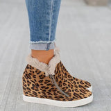 Women's Ankle Boots Booties Fur Lined Hidden Wedge Heel Casual Shoes Dual Zipper
