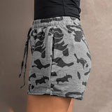 Womens Comfy Drawstring Shorts Summer Casual Elastic Waist Camo Print Shorts