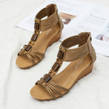 Ferndule Wedge Sandals for Women Open Toe Casual Summer Roman High Heel Beach Shoes
