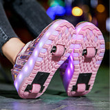 Boys Girls Luminous Sneaker LED Double Wheels Casual Shoes Children Outdoor Gift