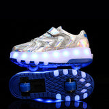 Boys Girls Luminous Sneaker LED Double Wheels Casual Shoes Children Outdoor Gift