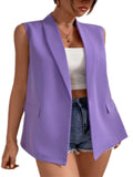 Frontwalk Casual Blazer Vest for Womens Sleeveless Suit Vest Spring Fall Cardigan Open Front Work Blazer Jacket Coat