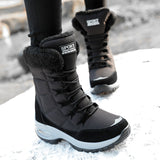 Lady Solid Color Mid Calf Boot Flat Casual Shoes Lace Up Round Toe High Top Warm