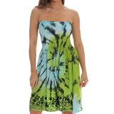 Sleeveless Strapless Off Shoulder A-line Dress Swing Hem Loose Fit Floral Printed T Shirt Dresses