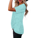 Womens Casual V Neck Short Sleeve Criss Cross T-Shirt Blouse Tops